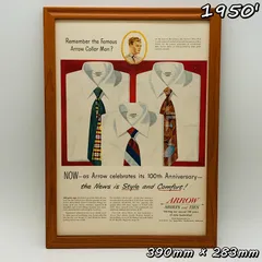 ビンテージ 広告　ポスター フレーム付　　『 アロー (Arrow) 』 1950's　※当時物　オリジナル アメリカ 輸入雑貨　ヴィンテージ　アドバタイジング  ( AZ1732 )