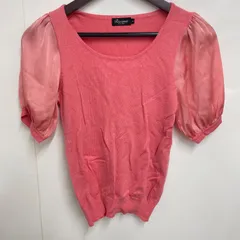 Riccimie リッチミーニューヨーク　ピンク　半袖　切り返し　ユーネック　無地　シンプル