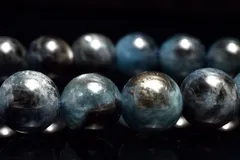 【１点物】南アフリカ産◇金属シラー ブラックアクアマリン　9mm　ブレスレット パワーストーン 天然石 _MC519