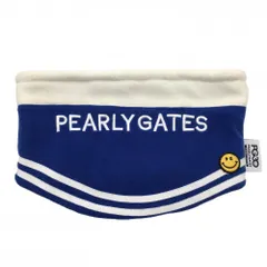 【美品】パーリーゲイツ ネックウォーマー ブルー×白 ニコちゃん フリース スマイル 30周年  FR  ゴルフウェア PEARLY GATES