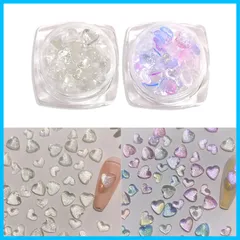 【特価商品】YFFSFDC ネイルパーツ ネイルツール オーロラ 3d 立体 多色 ネイルストーン ハート型 レジン ネイル デコパーツ 5mm 6mm 約100個 (A)