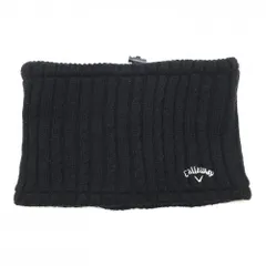 【美品】キャロウェイ ニットネックウォーマー 黒 ケーブル編み ロゴ刺しゅう 裏起毛 FR  ゴルフウェア Callaway