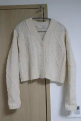 ケーブル編み モヘア カーディガン アイボリー