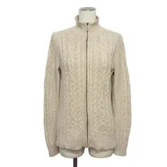 エルエルビーン L.L.BEAN ドライバーズニット ジャケット ケーブル編み コットン S ベージュ 