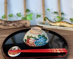 メーカー直送 九谷焼 飯碗 茶碗 大 色絵牡丹