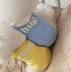 110ドッグウェア　ペットウェアプルオーバー　薄手フード付きパーカー　春夏秋冬　オールシーズン　ペット服　小型犬用服　イエロー　ブルー　被る　洗濯機対応　テディ　ポメラニアン　ビション　プードル　チワワ　ヨークシャーテリア　マルチーズ　犬服　犬の服