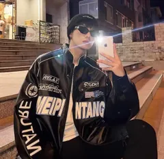 レザージャケット レーシングジャケット　韓国ストリート