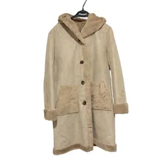 Z1603 ムートン ボア フード付き パーカー ロングコート ガウン レディース ベージュ ブラウン系 アウター 秋冬