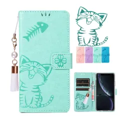 新品　猫柄 ねこ ネコ クリア TPU 透明 可愛い 革 耐衝撃 レザー icカード スタンド スマホカバー おしゃれ 女子 大人 手帳 かわいい 薄型 財布型 case 手帳型ケース 2020 スマホケース Pro/12 アイフォン12 6.1inch カバ