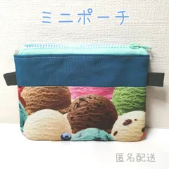 【ハンドメイド】アイスクリーム柄ミニポーチ スイーツ柄 カラフル かわいい 小物入れ コスメポーチ ギフトにも 夏