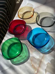 【昭和レトロ】KAGAMI CRYSTAL ハイカラー　小皿　5枚セット