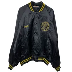 USA製 Wear Guard スタジアムジャケット XL ブラック イエロー スナップボタン 刺繍ロゴ スポーティー スタジャン 春物 a711-5513