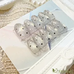 【現品】ネイルチップ　マグネット　シルバー　ハート