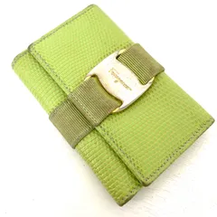 Salvatore Ferragamo サルヴァトーレ•フェラガモ　ヴァラ　レザー　キーケース　ライムグリーン　6連