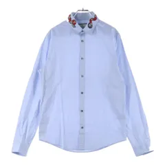 GUCCI (グッチ) スネーク刺繍 コットン ロングスリーブ 長袖シャツ ライトブルー 433550