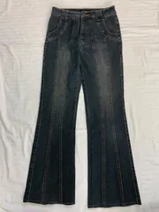 W)Fullheart フレアデニムパンツ　パンツ　ブーツカット　黒