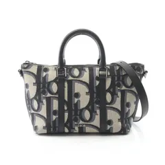 ディオール Dior ハンドバッグ ウィークエンダーPM オブリーク ネイビー キャンバス レザー マキシ オブリーク Weekender 25 バッグ メンズ Used A