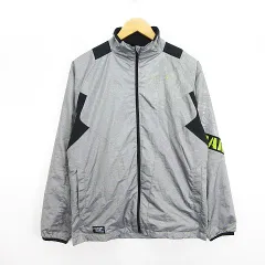 オークリー OAKLEY ジャンパー ブルゾン ウィンドブレーカー 長袖 ジップアップ ロゴ M グレー×ブラック ゴルフウェア ※EKM