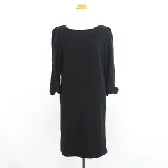 ロペピクニック ROPE Picnic ワンピース チュニック 七分袖 ラウンドネック ひざ丈 袖口リボン ストレッチ 36 ネイビー ※EKM