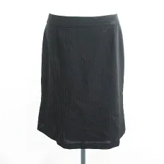 m.f.editorial スカート ボトムス ひざ丈 マーメイド ストライプ ウール混 LL ブラック ※EKM