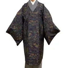 R-1484　和装コート　千代田衿　絹　裄68センチ　身丈(背)95センチ　レディース　着物用　帯地