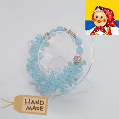 ハンドメイド　天然石（アクアマリン）使用　ビーズ ブレスレット