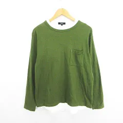 ビームスハート BEAMS HEART Tシャツ カットソー 長袖 フェイクレイヤード 胸ポケット ストレッチ M オリーブ ※EKM
