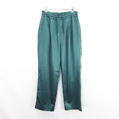 ジーナシス JEANASIS パンツ ボトムス テーパード ウエストフリル エンボスサテン ドロスト イージー Ｆ グリーン ※EKM