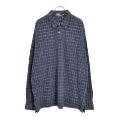 90年代 カナダ製 Polo by Ralph Lauren ポロ ラルフローレン 長袖ポロシャツ 大きいサイズ チェック(メンズ XXL)中古 古着 V8008