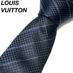 ルイヴィトン 良品 イタリア製 ダミエ LVロゴ シルク100％ ネクタイ