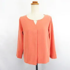 ナチュラルビューティーベーシック NATURAL BEAUTY BASIC ブラウス シャツ 長袖 キーネック プルオーバー S オレンジ ※EKM