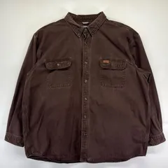 古着 カーハート Carhartt 長袖シャツ 大きいサイズ シャツジャケット ワンポイントロゴ ワークシャツ 3XL  ブラウン メンズ