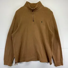 古着 ポロバイラルフローレン Polo by Ralph Lauren ニット ワンポイントロゴ 大きいサイズ ハーフジップ 2XL  ベージュ系 メンズ