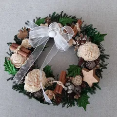 年中飾れるクリスマスリース　ハンドメイド