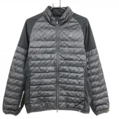 【超美品】ニューバランスゴルフ 中綿ジャケット 黒×ダークグレー ロゴ総柄 一部切替 メンズ 5(L) ゴルフウェア New Balance