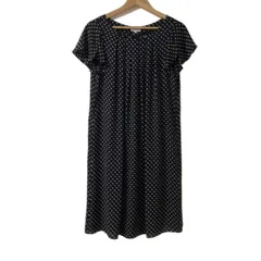 マッキントッシュフィロソフィー ワンピース サイズ38 L レディース - ダークネイビー×白 クルーネック/半袖/ひざ丈/ドット柄/フリル