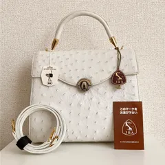 JRA オーストリッチ風 ホワイト 2way ハンドバッグ
