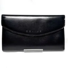 【美品】　セリーヌ　CELINE  レザー　マカダム　三つ折り　長財布　ブラック　現状品　（44494）