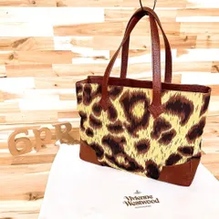 稀少【ヴィヴィアンウエストウッド】アニマル レオパード トートバッグ 茶×黄 肩掛け A4サイズ可能