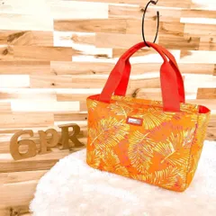 【ジムトンプソン】ボタニカル 葉 キャンバス ミニ トートバッグ 総柄 オレンジ