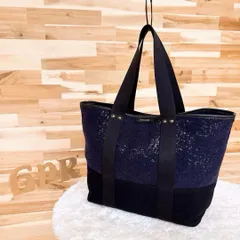 稀少【トレジャートプカピ】ウール フェルト スパンコール トートバッグ 紺×黒 A4サイズ可能