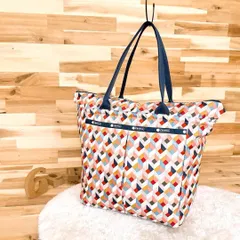 【レスポートサック】カラフル パターン ロゴ トートバッグ 総柄 ピンク×白 A4サイズ可能 肩掛け