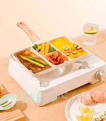 フライパン 目玉焼き 卵焼き パンケーキ 直火式 焦げ付き防止 電気調理器 仕切り付きお弁当 ガス火対応 朝食 家庭用 マルチ お手入れ簡676のサムネイル