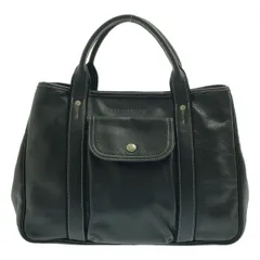 【美品】  Longchamp / ロンシャン | レザー ポケット ハンド トートバッグ / ロゴ総裏地 | ブラック | レディース