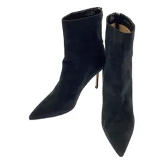 MANOLO BLAHNIK / マノロブラニク | スエード レザー バックジップ ヒール ブーティ ショートブーツ | 39 | ブラック | レディース