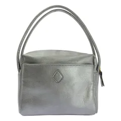 【美品】  CLEDRAN / クレドラン | レザー スクエア ハンドバッグ | シルバー | レディース