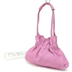WJ25070 極美品 FURLA フルラ ハンドバッグ ワンショルダーバッグ レザー 無地 巾着型 マグネット ピンク