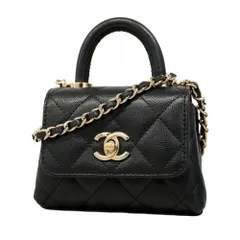 シャネル(Chanel) シャネル ハンドバッグ マトラッセ チェーンショルダー ココハンドル エクストラミニ キャビアスキン ブラック シャンパン 2wayバッグレディース