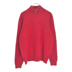 Polo by Ralph Lauren ポロ ラルフローレン ハーフジップ コットンセーター レッド(メンズ L)中古 古着 V8056