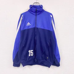 【3点以上まとめ買いで20%OFF】古着 used　90s　adidas　アディダス　トラックジャケット/ジャージ　ヴィンテージ　青　ブルー　紺　ネイビー　Mサイズ